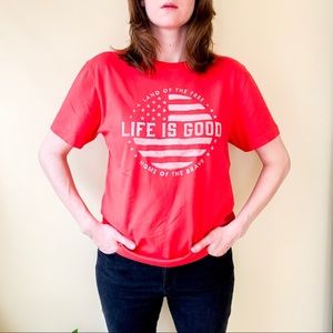 LIFE IS GOOD American Flag T-shirt